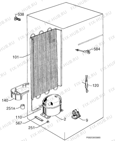 Взрыв-схема холодильника Zanussi Electrolux Z32/5SI - Схема узла Cooling system 017